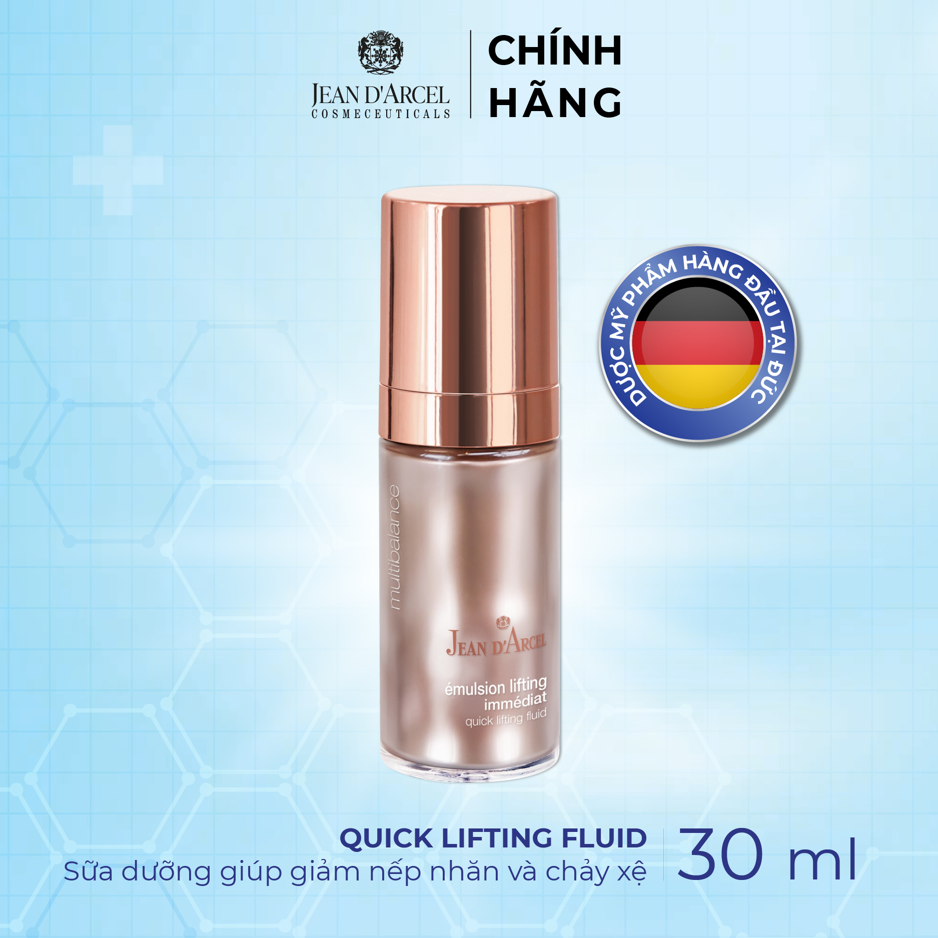 J92 Sữa dưỡng lão hóa giảm nhăn và nâng cơ Multibalance - Quick Lifting Fluid 30ml - Jean d'Arcel