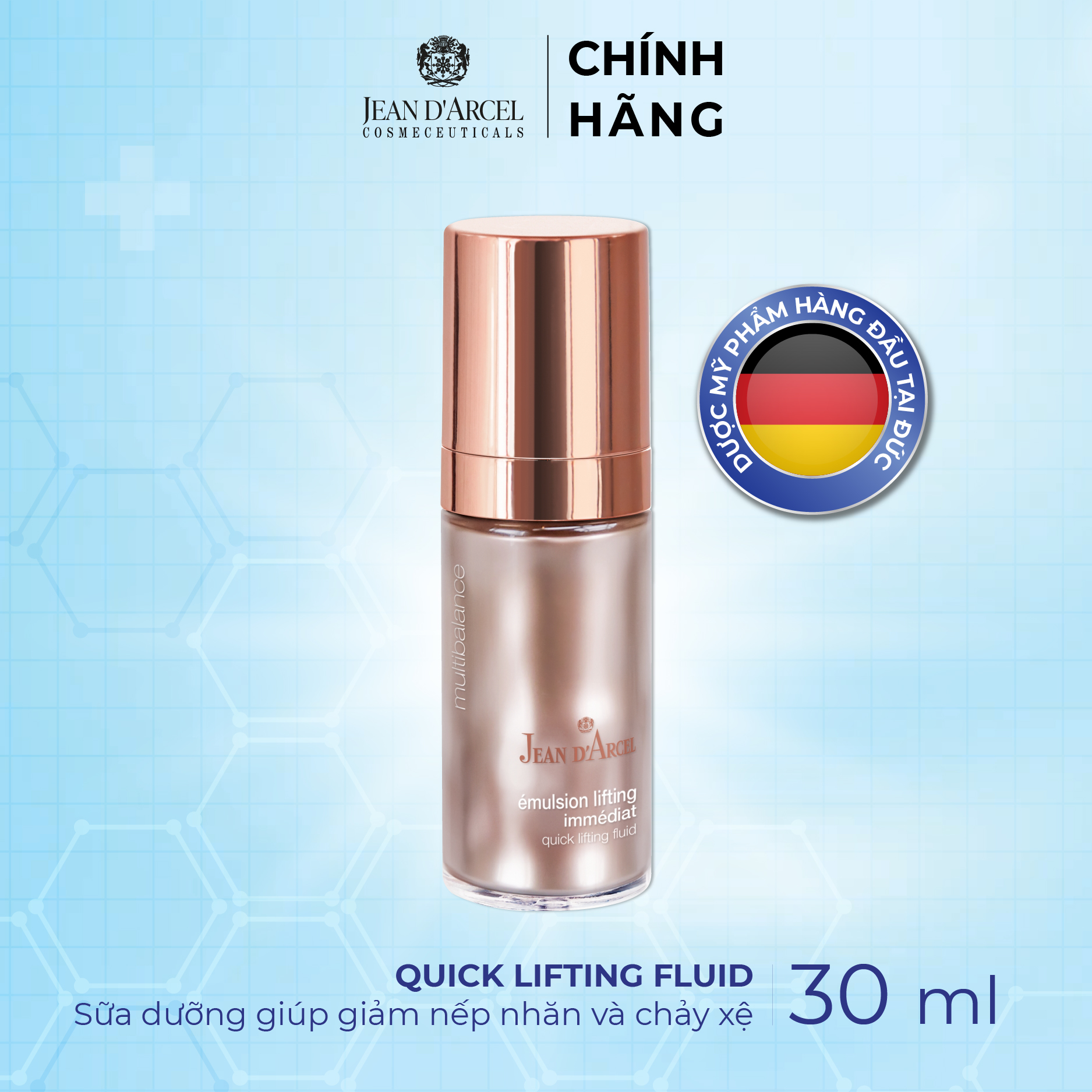 J92 Sữa dưỡng lão hóa giảm nhăn và nâng cơ Multibalance - Quick Lifting Fluid (Emulsion Lifting Immédia) 30ml - Jean d'Arcel