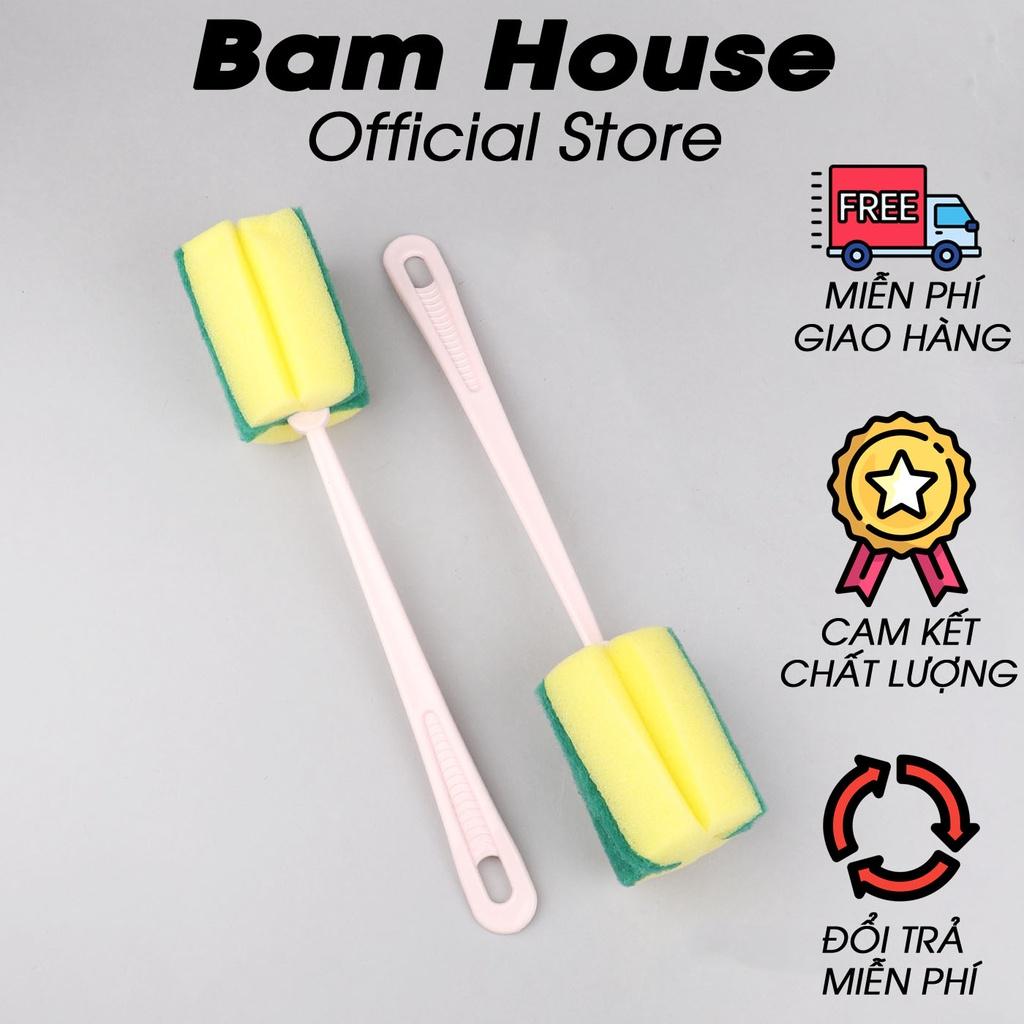 Dụng cụ chùi ly đầu bọt biển Bam House rửa ly siêu sạch tay cầm chắc chắn cao cấp CLV02 - chùi ly bọt biển, rửa ly