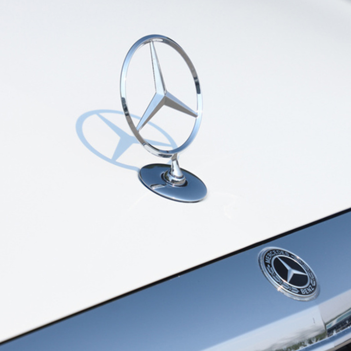 Logo nắp capo đầu xe ô tô Mercedes, loại hàng cao cấp - Chất liệu: Hợp kim mạ crom