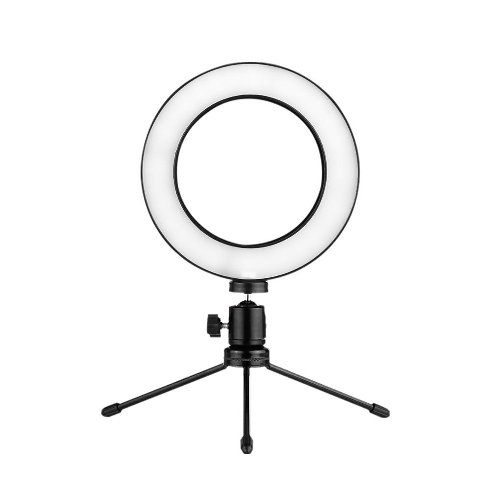 6 Inch Mini LED Video Ring Light Lamp Dimmable 3 Lighting Modes USB Powered with Telescopic Light Stand Mini Desktop