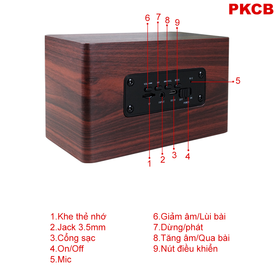 Loa Bluetooth Gỗ Phong Cách Cổ Điển Sang Trọng Âm Thanh Cực Hay Chân Thật Cao Cấp PKCB96 NÂU - Hàng Chính Hãng