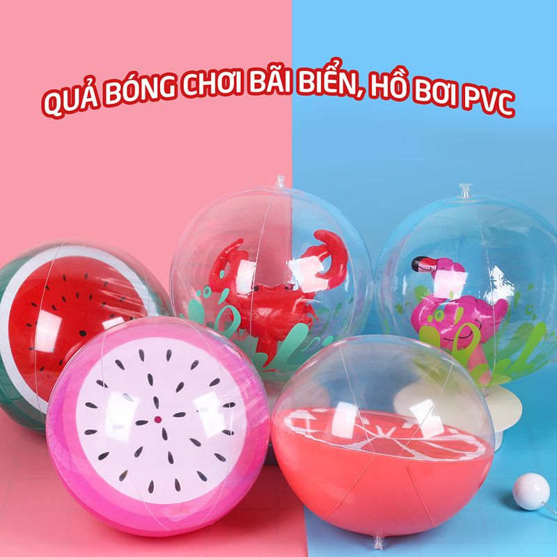 Quả bóng chơi bãi biển, hồ bơi PVC bơm hơi size 30cm