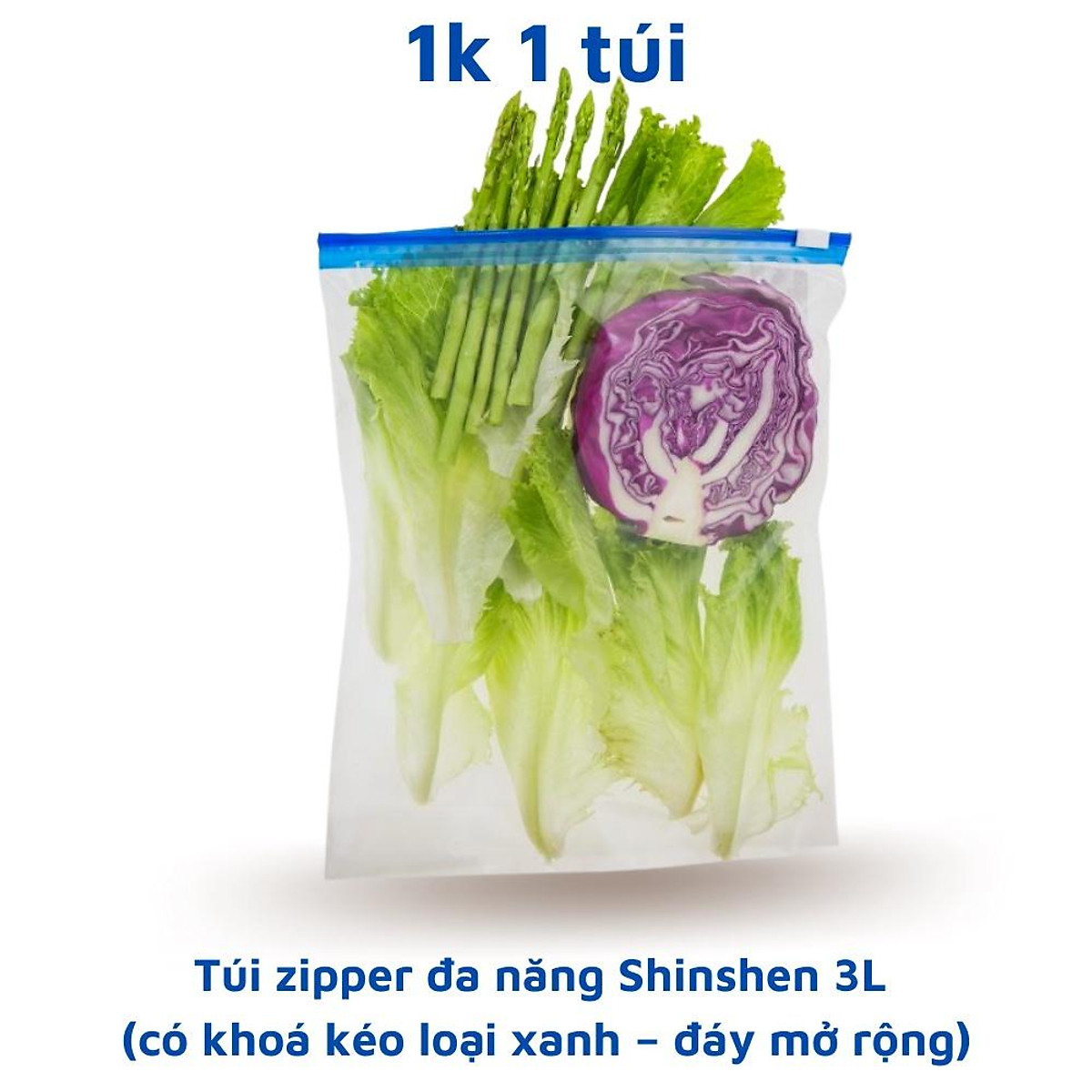 Túi zip đựng thực phẩm shinshen 3L Inochi có khóa kéo An toàn tiện lợi - Tái sử dụng