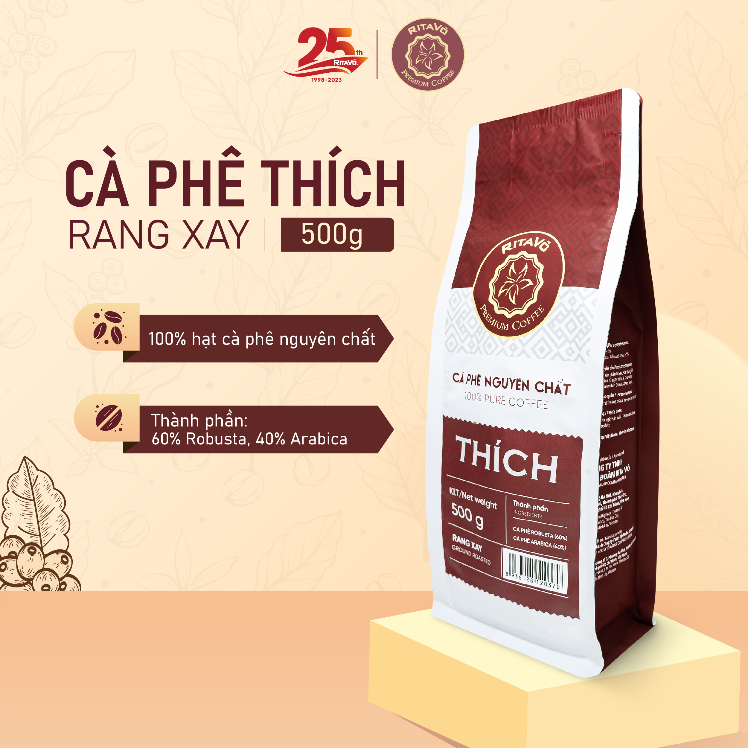Cà phê rang xay Rita Võ Cafe Thích 500g