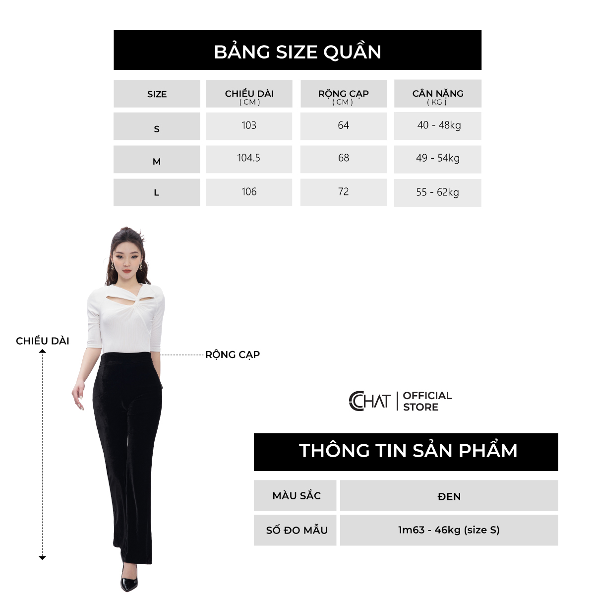 Quần Ống Rộng CCHAT Dáng Loe Xẻ Bên Chất Nhung Mềm Mịn 53QDN2006ET