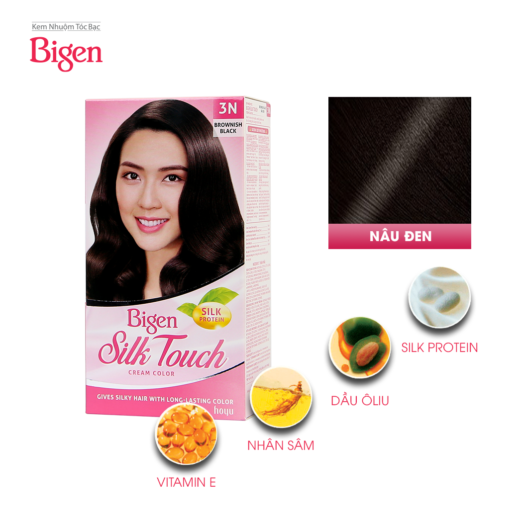 Thuốc nhuộm dưỡng tóc phủ bạc thảo dược Bigen Silk Touch Thương hiệu Nhật Bản Sắc Màu trẻ trung 80ml dạng kem - BST 5C