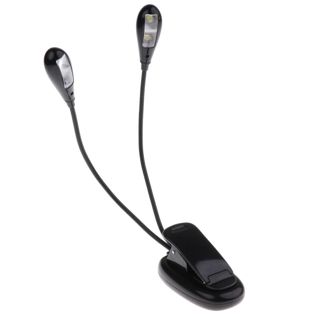 Flexible 4 LED Music Stand Music Lamp Illumination Black