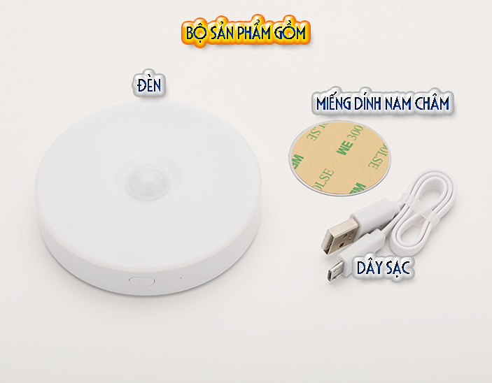 Đèn LED cảm ứng thông minh không dây, Pin sạc, có nam châm gắn tường cho phòng ngủ, nhà vệ sinh tủ quần áo - DH2011