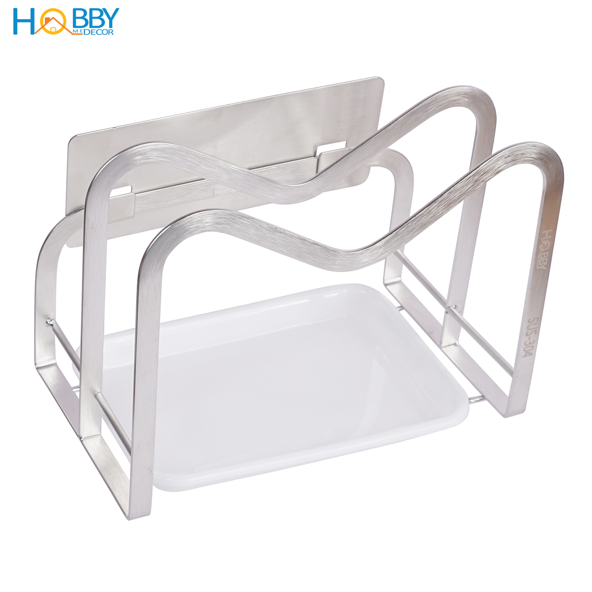 Kệ để thớt nắp vung 2 ngăn dán tường inox 304 Hobby Home Decor TT08