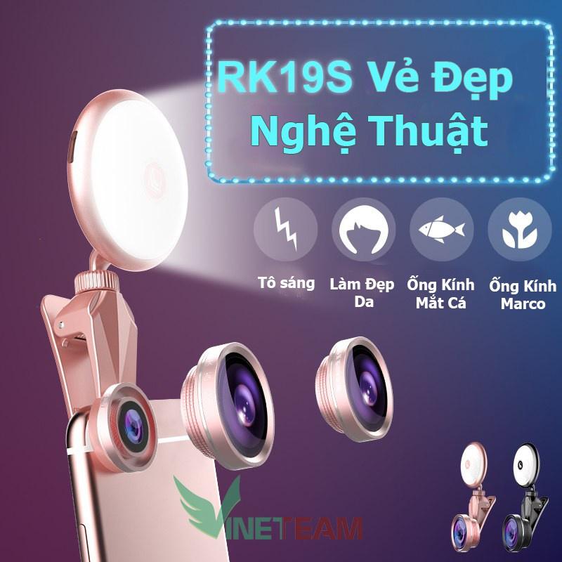 Ống lens RK19S hỗ trợ Selfie Cho điện thoại tích hợp đèn led 8 bóng -dc3082