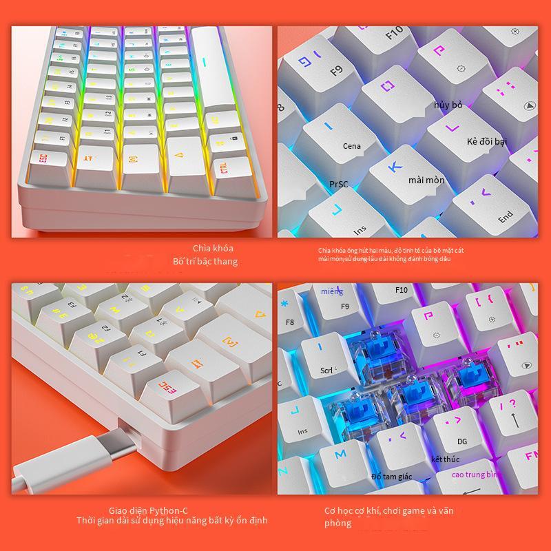 Khuyến Mãi Crack K28 Game Có Dây Bàn Phím Cơ RGB Di Động Điện Thoại Máy Tính Bảng MCA Chơi Game Không Dây Bluetooth Bàn Phím Cơ