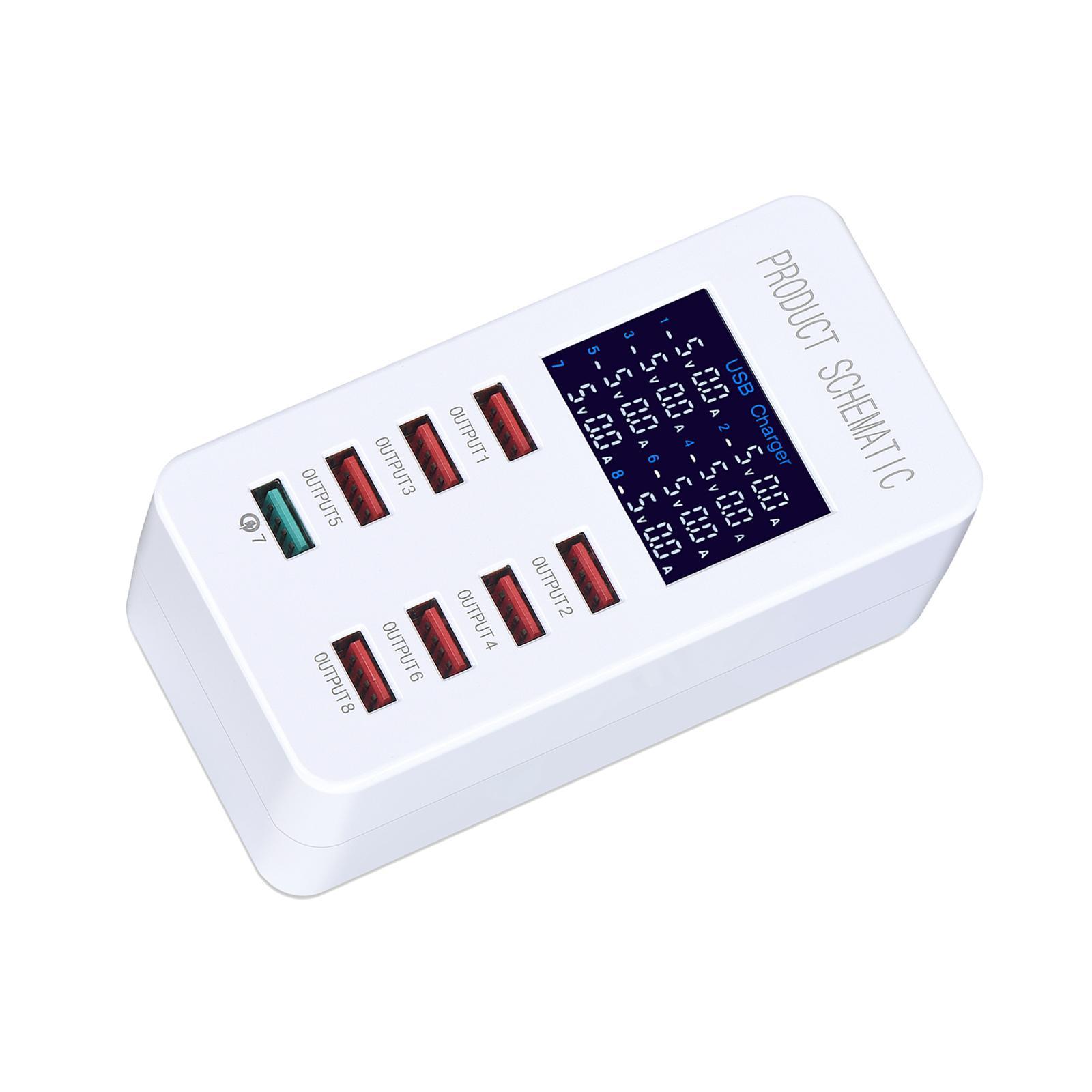 Multiple USB Charger 8 Port Desktop Charging Station for Smart Phone Earbuds