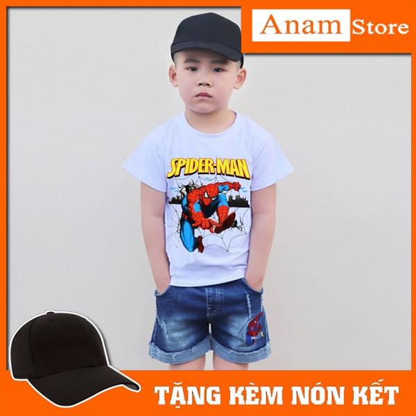 Áo thun trẻ em Người Nhện, Tặng kèm nón kết, Có size người lớn, Anam Store