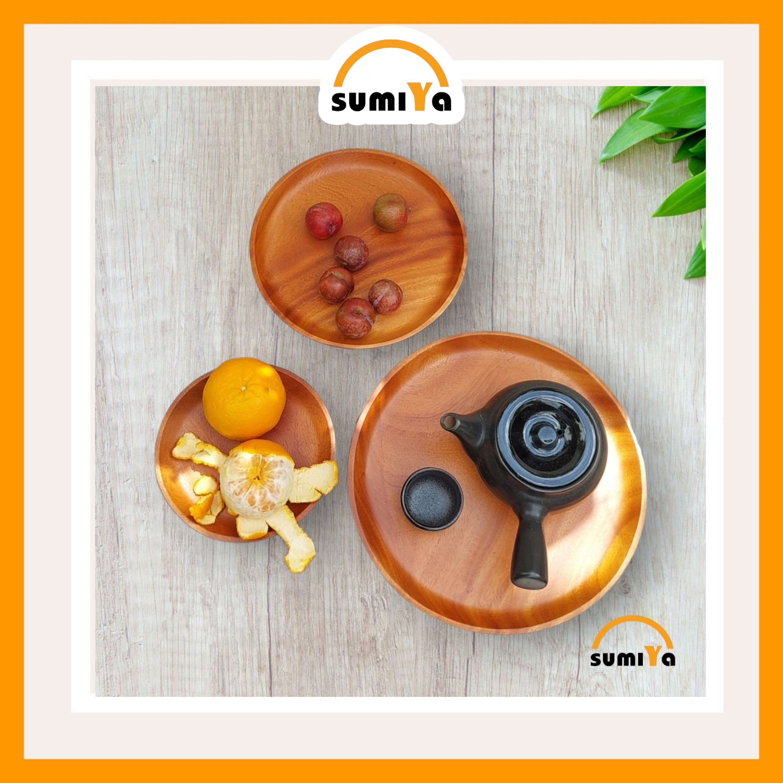 Khay gỗ hình tròn, khay gỗ dùng để trà bánh, decor hoặc làm phụ kiện chụp ảnh