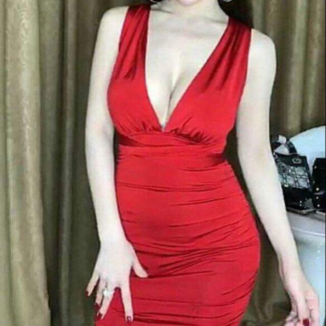 Đầm body nhún dây chéo lưng