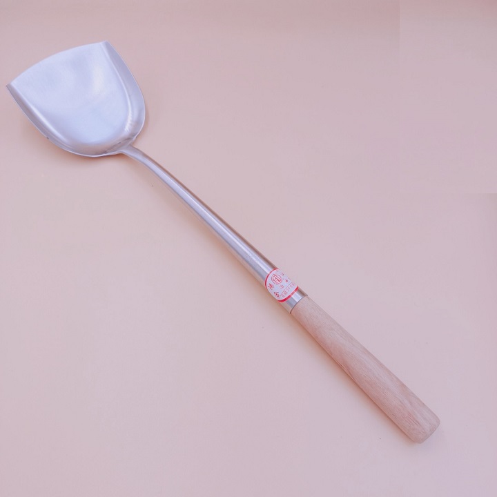 Xẻng lật chiên xào đồ ăn loại lớn inox 304 cán gỗ cao cấp
