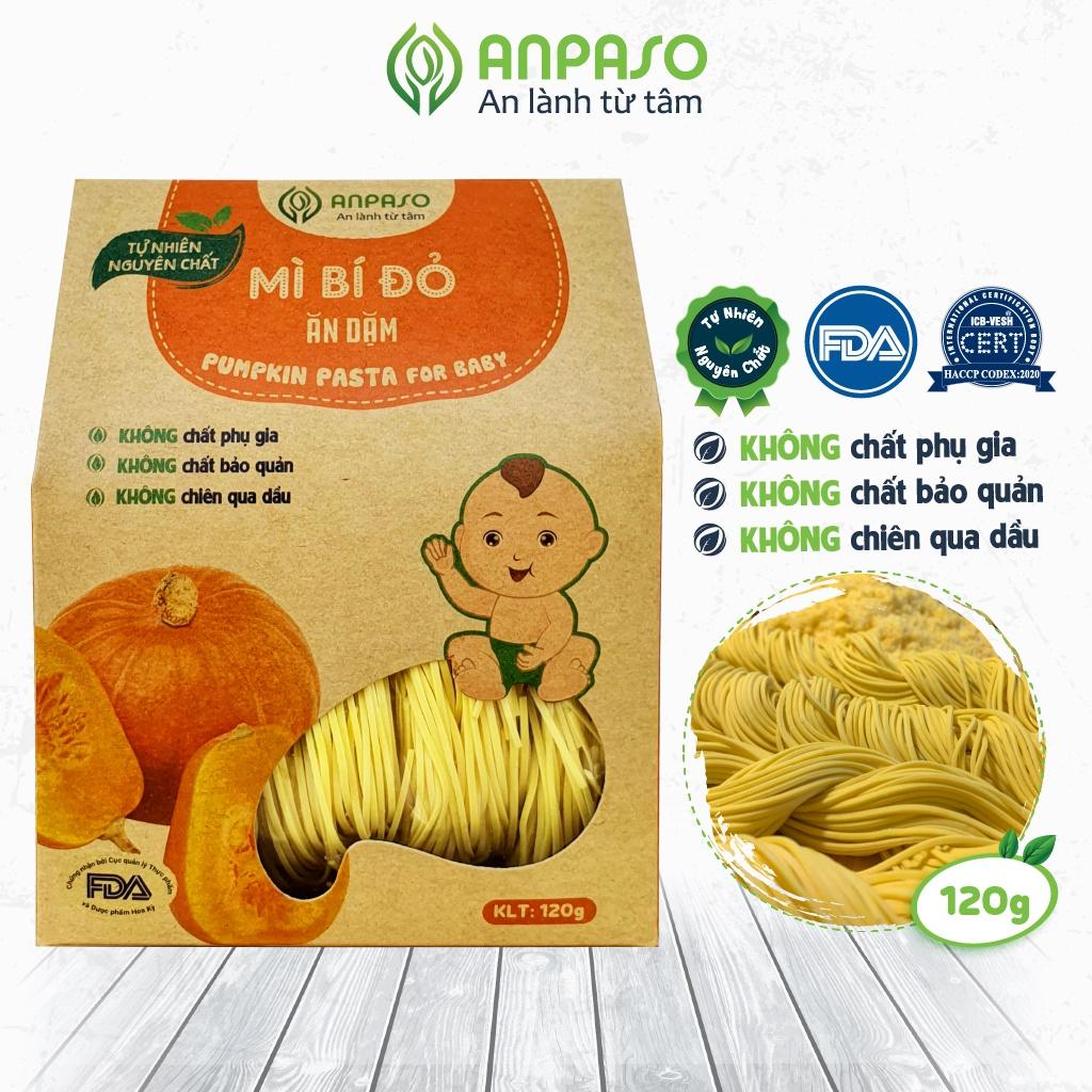 Mì Bí Đỏ Ăn Dặm Anpaso Organic Bí Đỏ Ăn Dặm kiểu Nhật cho bé từ 7 tháng bổ sung chất xơ, cải thiện táo bón 120g