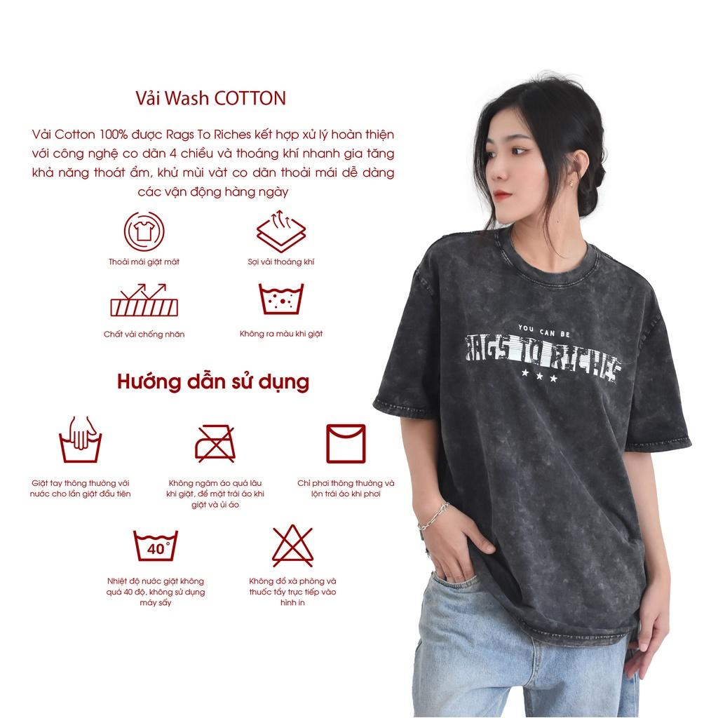 Áo Thun Nam Cao Cấp Wash11 RAGS TO RICHES CAPARIES - Form rộng Unisex Cotton 4 chiều Chống Nhăn Cổ tròn Cao Cấp - Hàng Chính Hãng