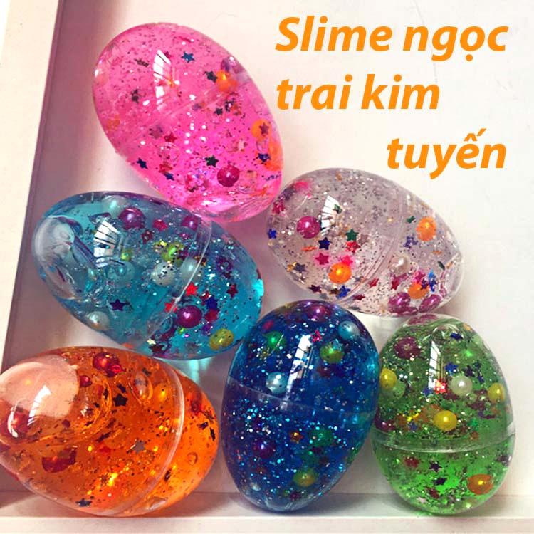 Slime trứng charm hoa quả, Slam charm dải ngân hà charm kim tuyến thuỷ tinh ng0c trai