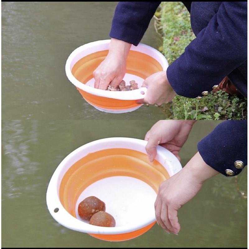 Bát trộn mồi câu nhựa Silica gel gấp gọn cực tiện.bát trộn mồi câu