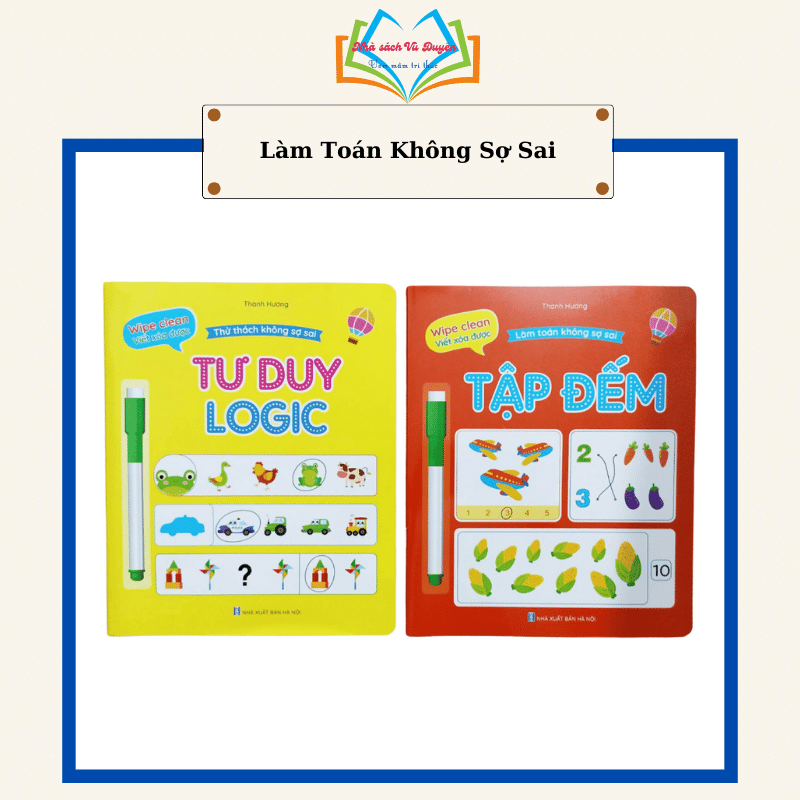 Bộ Vở viết xóa được 4 cuốn - Tư duy logic và làm toán không sợ sai - Wipe clearn