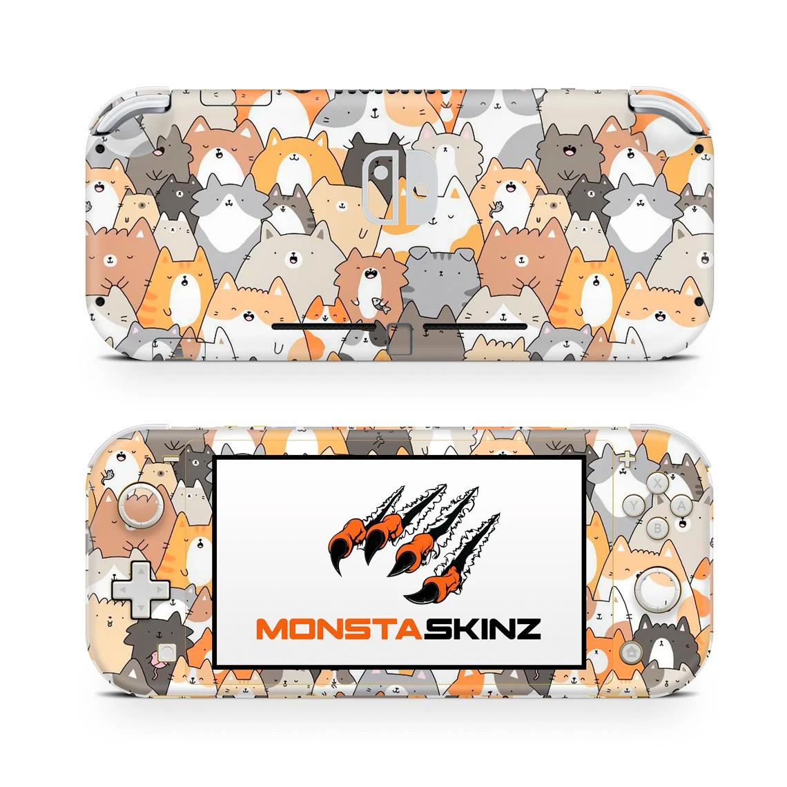 Skin decal dán Nintendo Switch Lite mẫu Stickerbomb mèo (dễ dán, đã cắt sẵn)