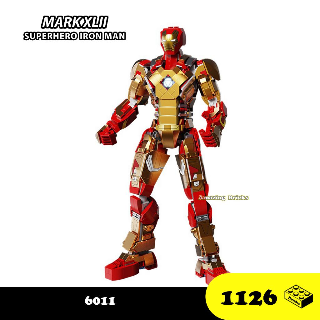 Đồ chơi Lắp ráp Ironman Mark MK42, 6011 Người sắt Marvel, Xếp hình thông minh, Mô hình siêu anh hùng