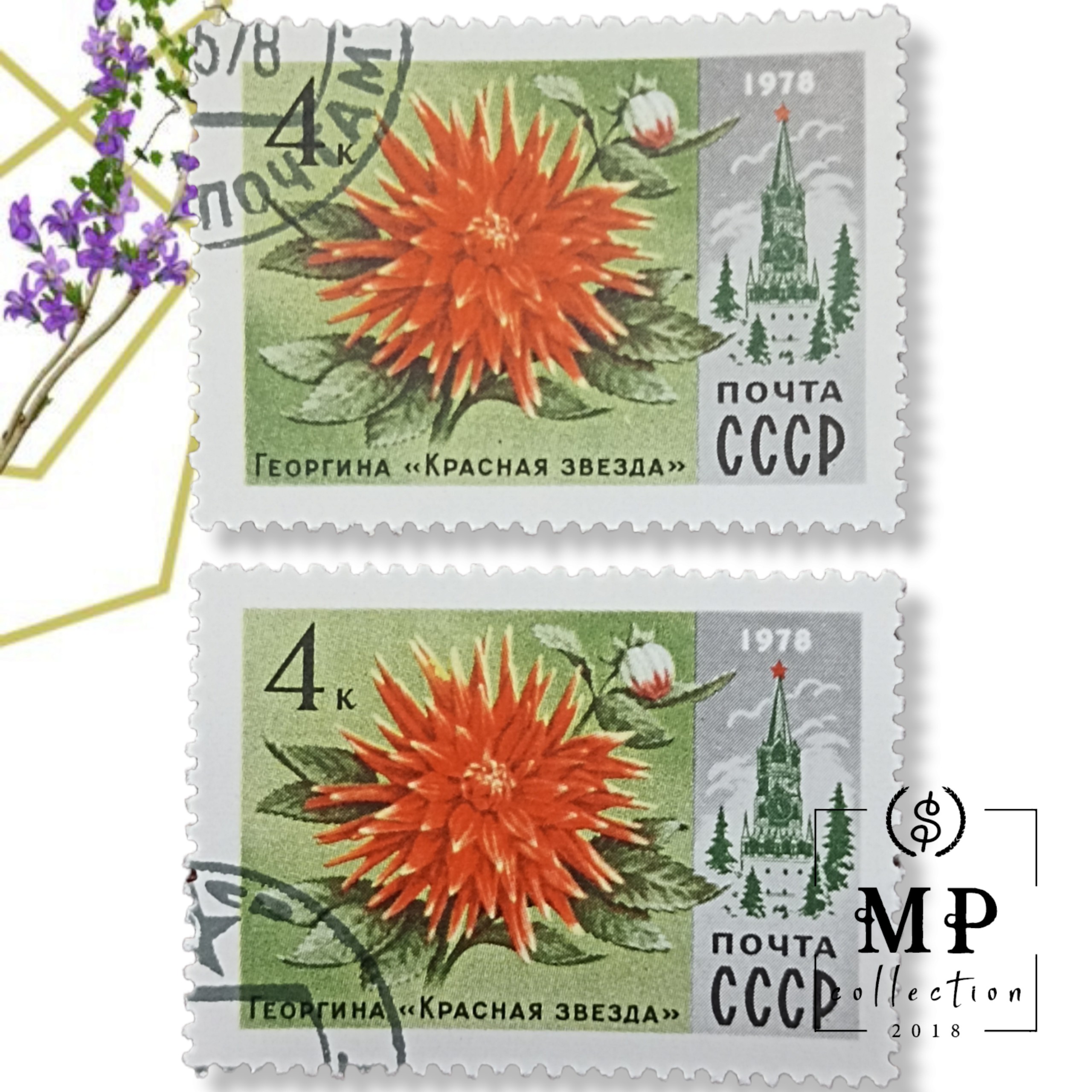 Bộ 6 tem chủ đề các loài hoa và kiến trúc của Nga có mộc 1978