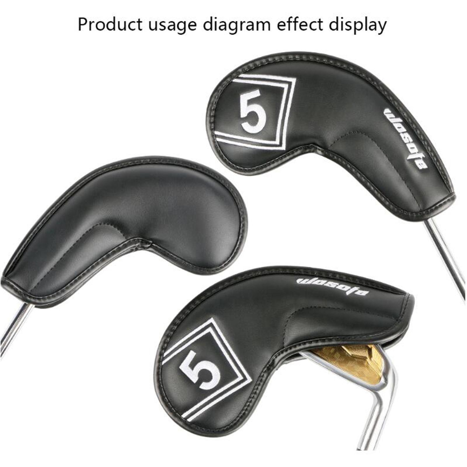 9Pcs/Pack PU Golf Iron Covers Set Golf Club Head Cover for Most Irons