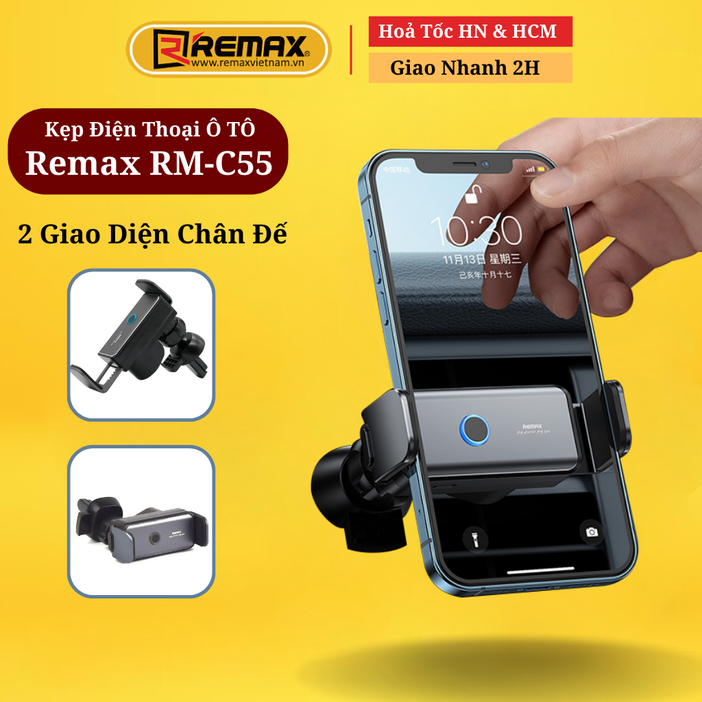 Giá đỡ điện thoại trên ô tô Remax RM-C55 - Thiết kế công thái học - Hàng Chính Hãng Remax