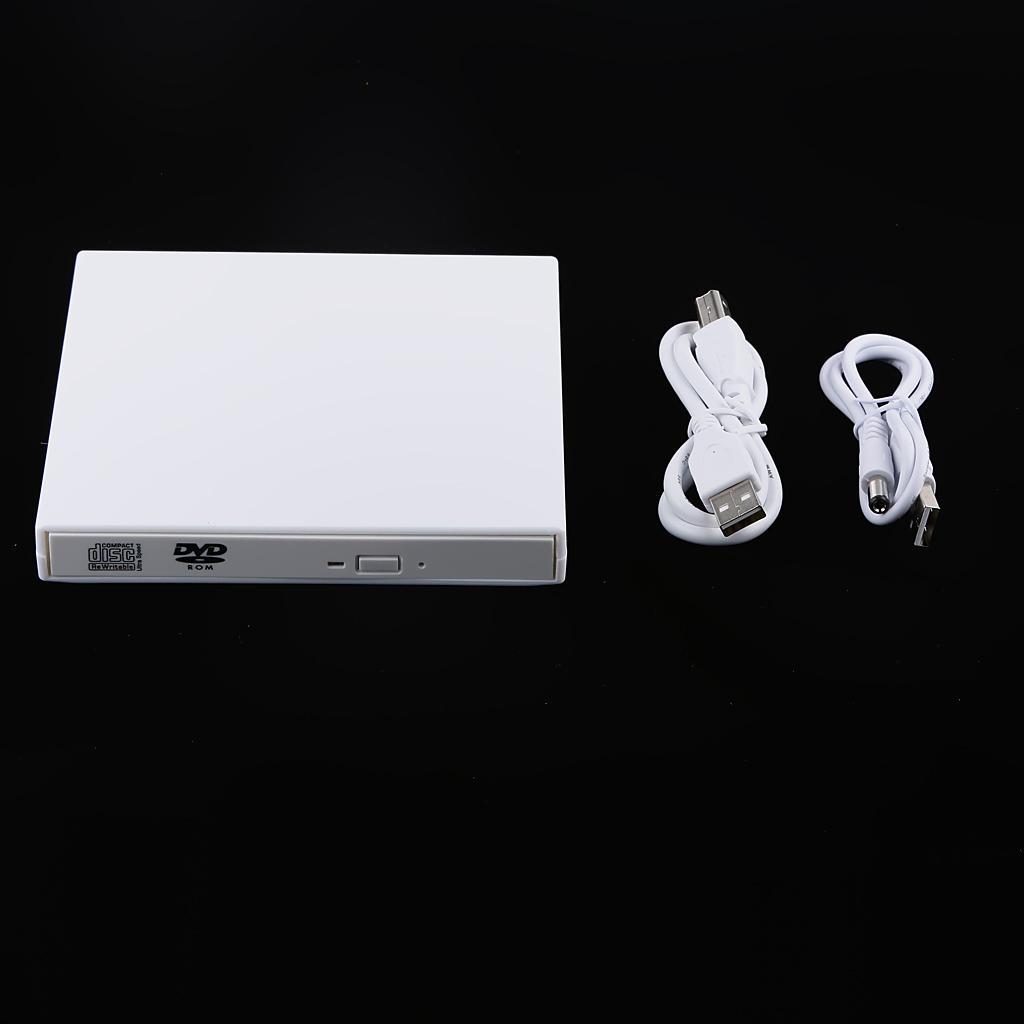 External USB2.0 CD/DVD RW Player Writer Burner for Netbook White