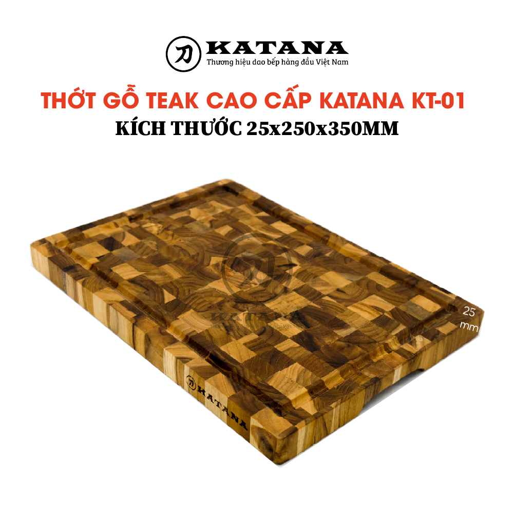 Thớt gỗ Teak đầu cây cao cấp KATANA cỡ nhỏ - KT01