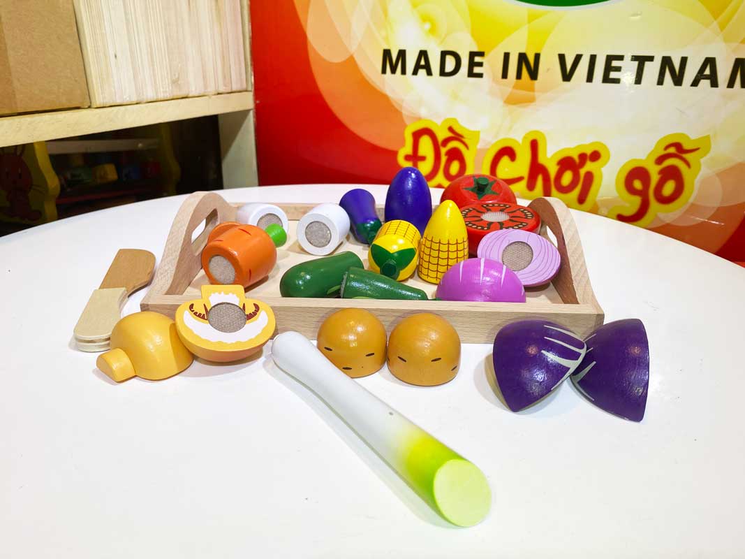 Đồ chơi cắt rau củ bằng gỗ 13 chi tiết đa dạng cho bé chơi nhập vai nấu ăn - Chơi đồ hàng - đồ chơi trẻ em gỗ - đồ chơi mầm non