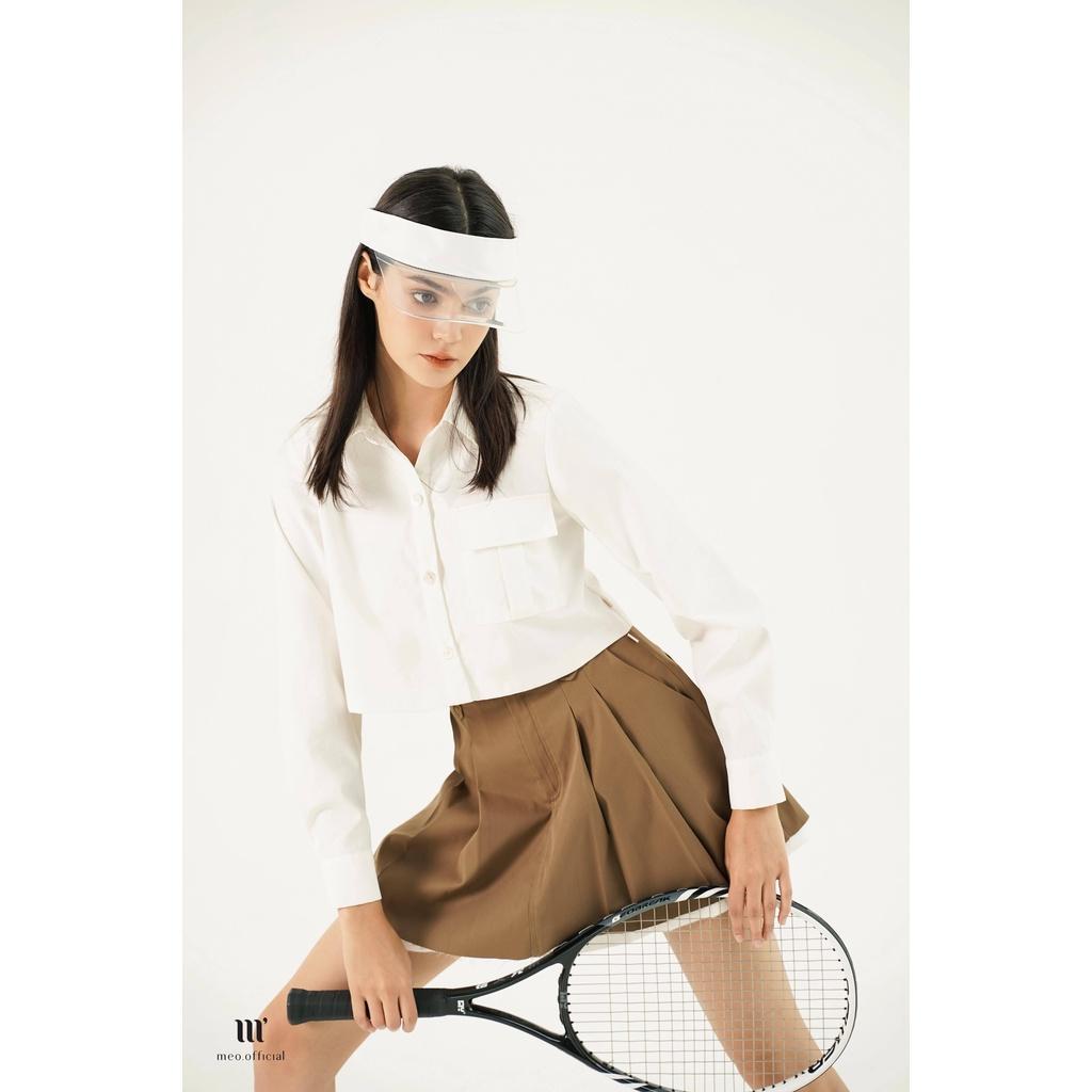 Áo sơ mi croptop công sở nữ Méo shop phong cách cá tính dài tay Ondes