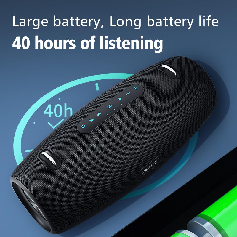 Zealot S67 High Power 60W Boombox Bluetooth Loa di động Stereo Subwofer Subwofer Bass Louder Loa Radio với Mic Karaoke Màu