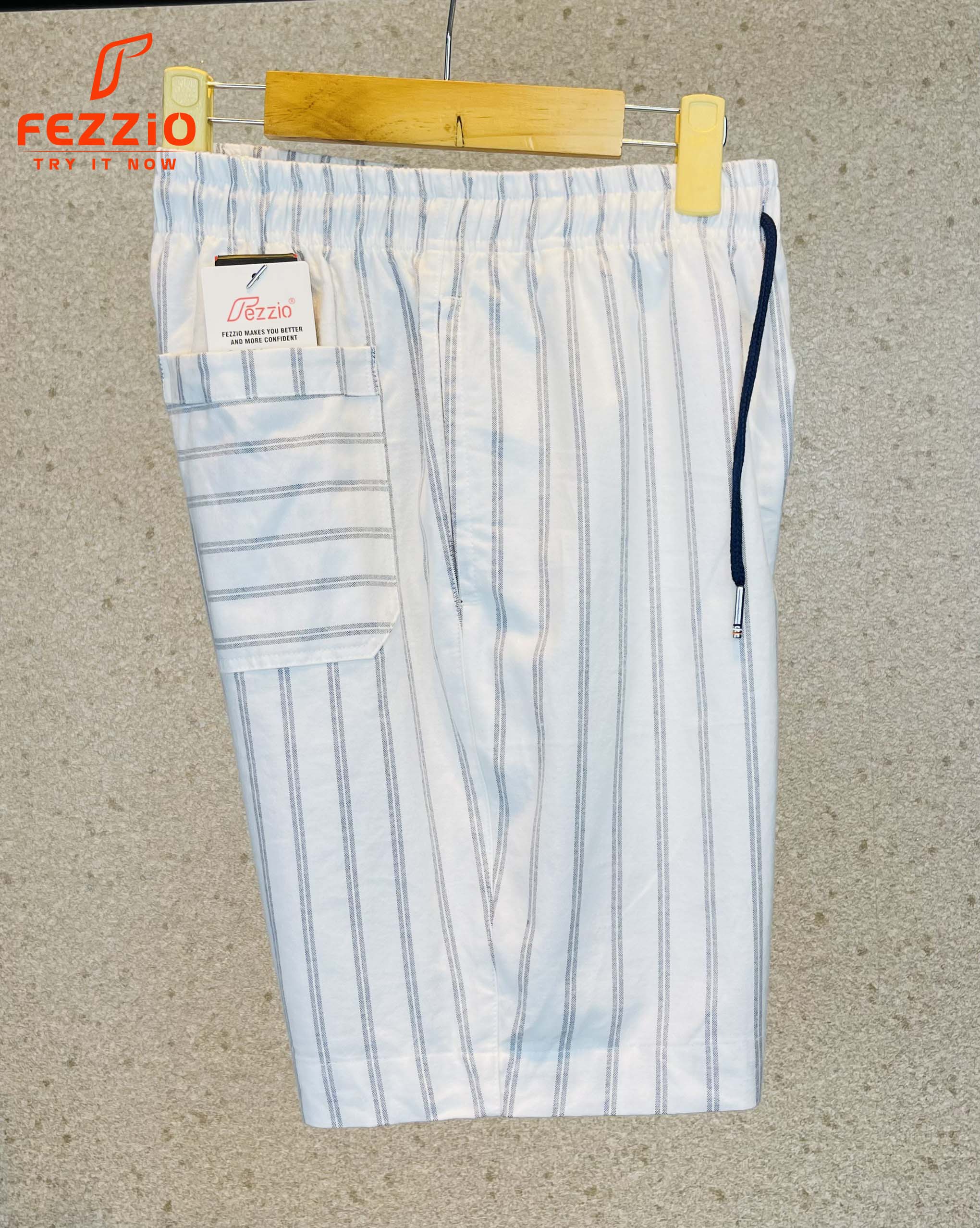 Quần short nam kiểu dáng trên gối trẻ trung chất kaki cotton co giãn tốt thương hiệu Fezzio