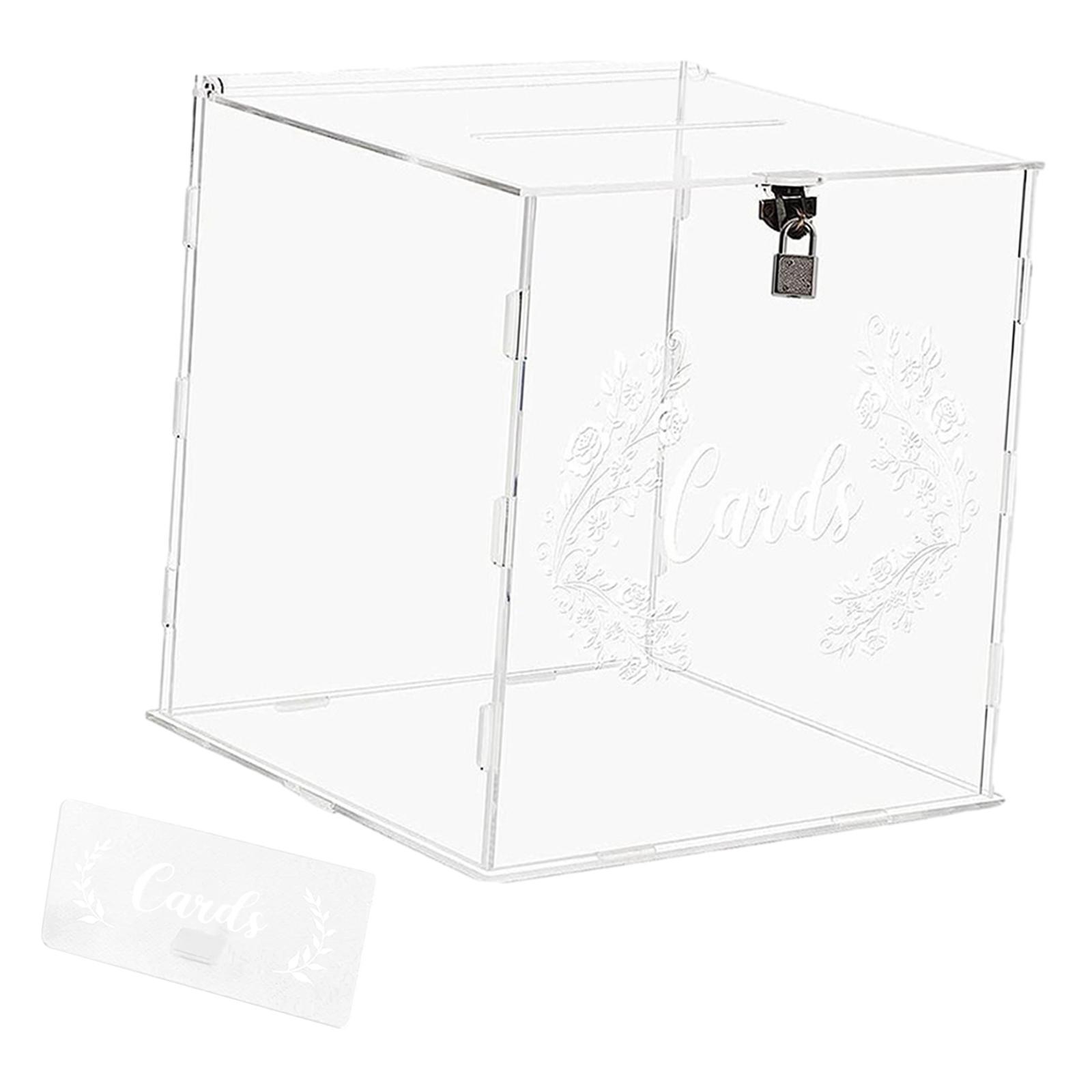 Acrylic Wedding Cards Box Money Gift Holder Box Decoration Wedding Keepsake Box with Lock for Wedding Reception Anniversary Graduation, 9.84x9.84''