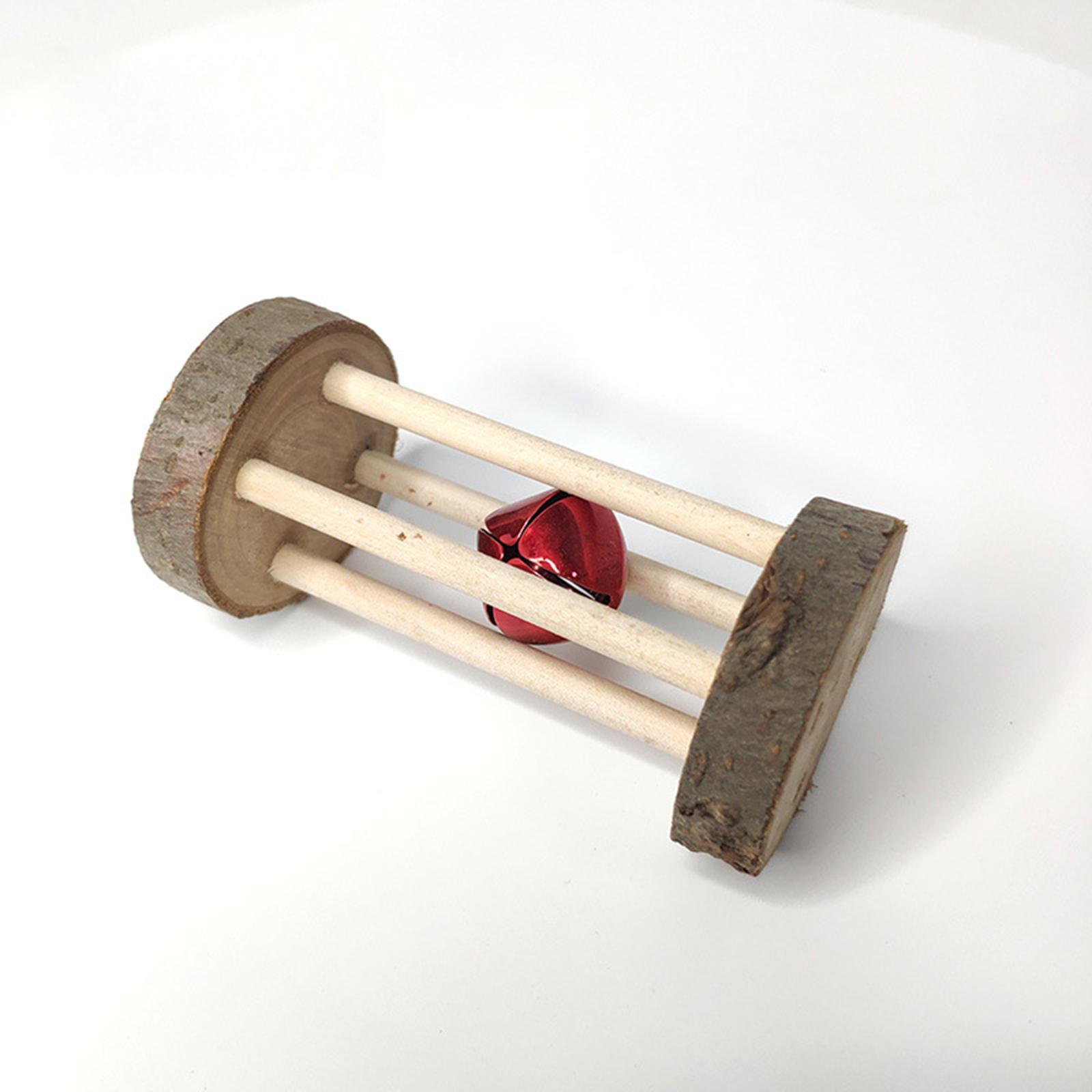 3Pcs Wooden Small Animals Exercise Bell Roller Unicycle Hamster Roller Toys
