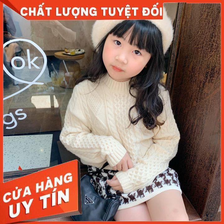 Áo len vặn thừng bé gái   chất liệu mềm mại giữ ấm, style Hàn Quốc màu sáng dễ phối đồ cho các bé