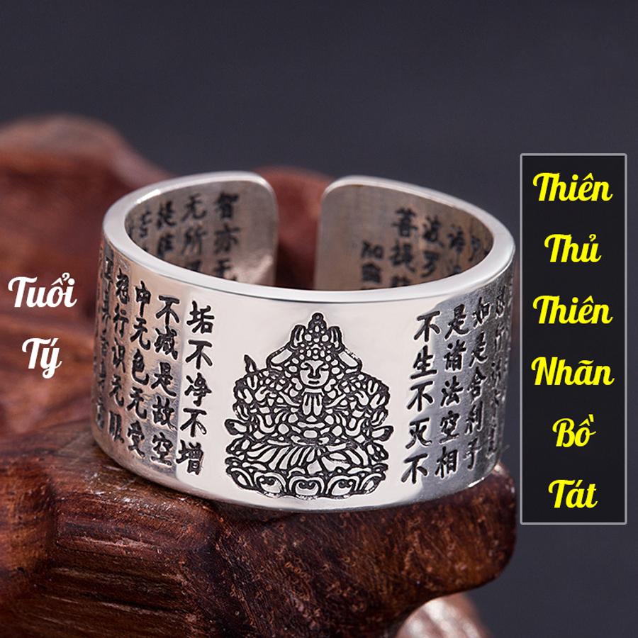 Nhẫn Bát Nhã Tâm Kinh- Phật Hộ Mệnh cho Nam Tuổi Tý Mệnh Kim Bạc Thái 9999 AKO1-2
