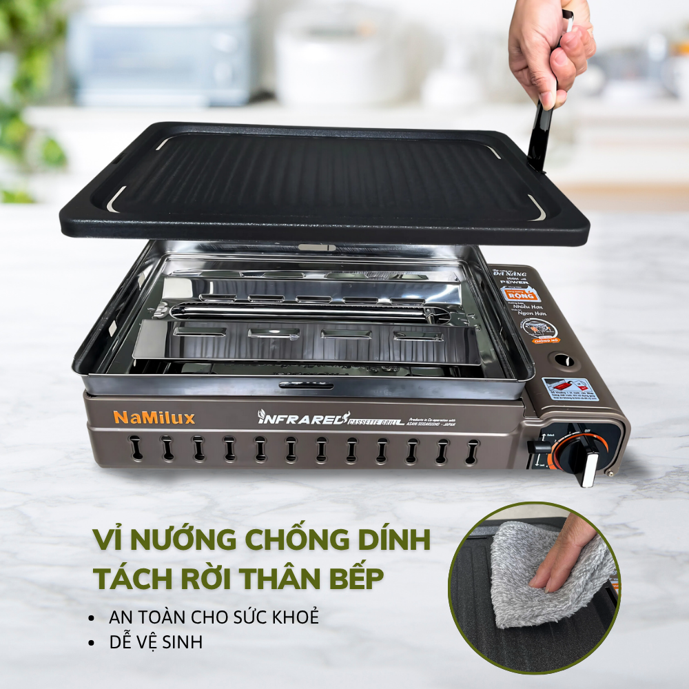 Bếp Nướng Gas Hồng Ngoại NaMilux I Đa Năng, Chống Dính I Bảo Hành 12 Tháng I Hàng Chính Hãng
