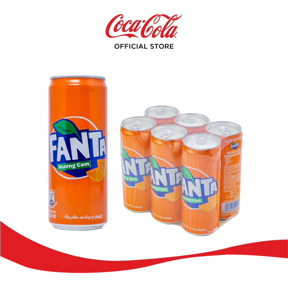 Lốc 6 Lon Nước Giải Khát Có Gas Fanta Cam 320ml x 6