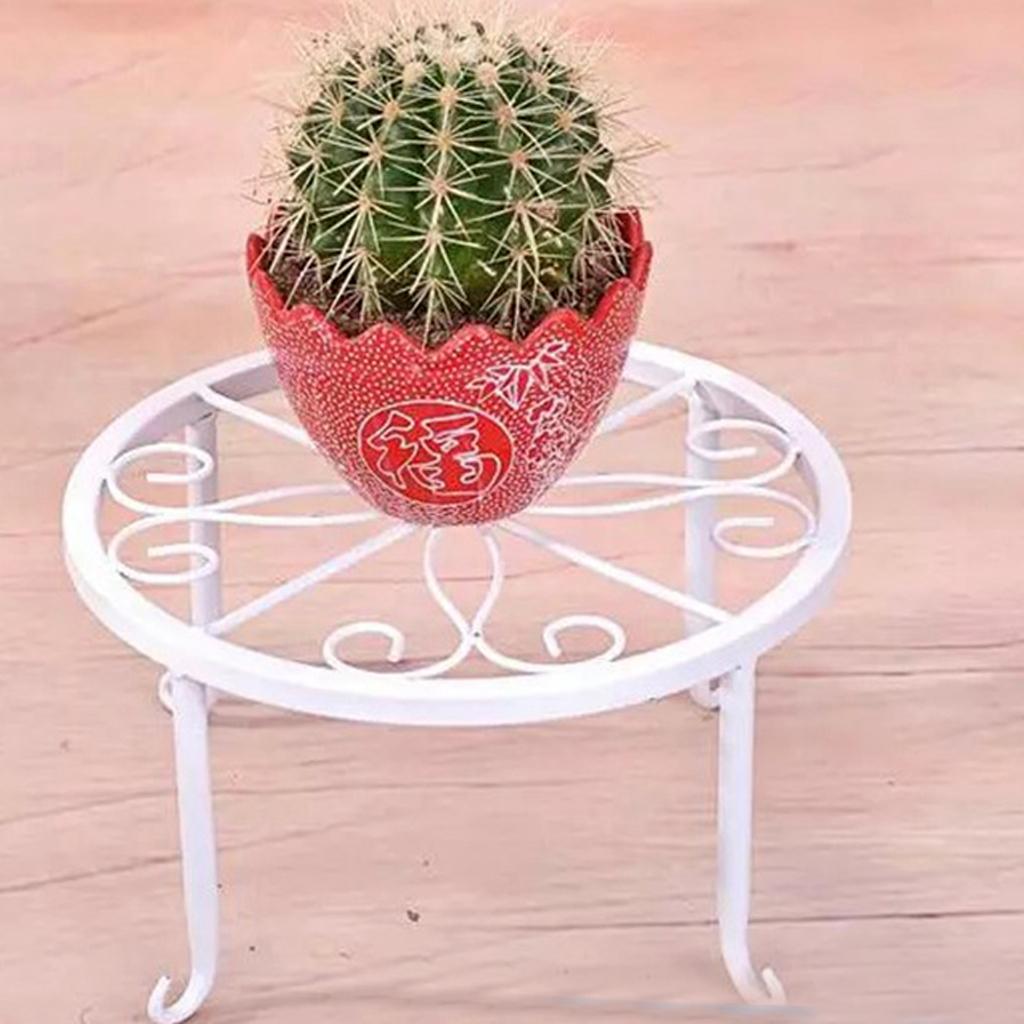 2xMetal Plant Stand Flower Pot Holder Iron Type Pot Vase Holder Shelf White