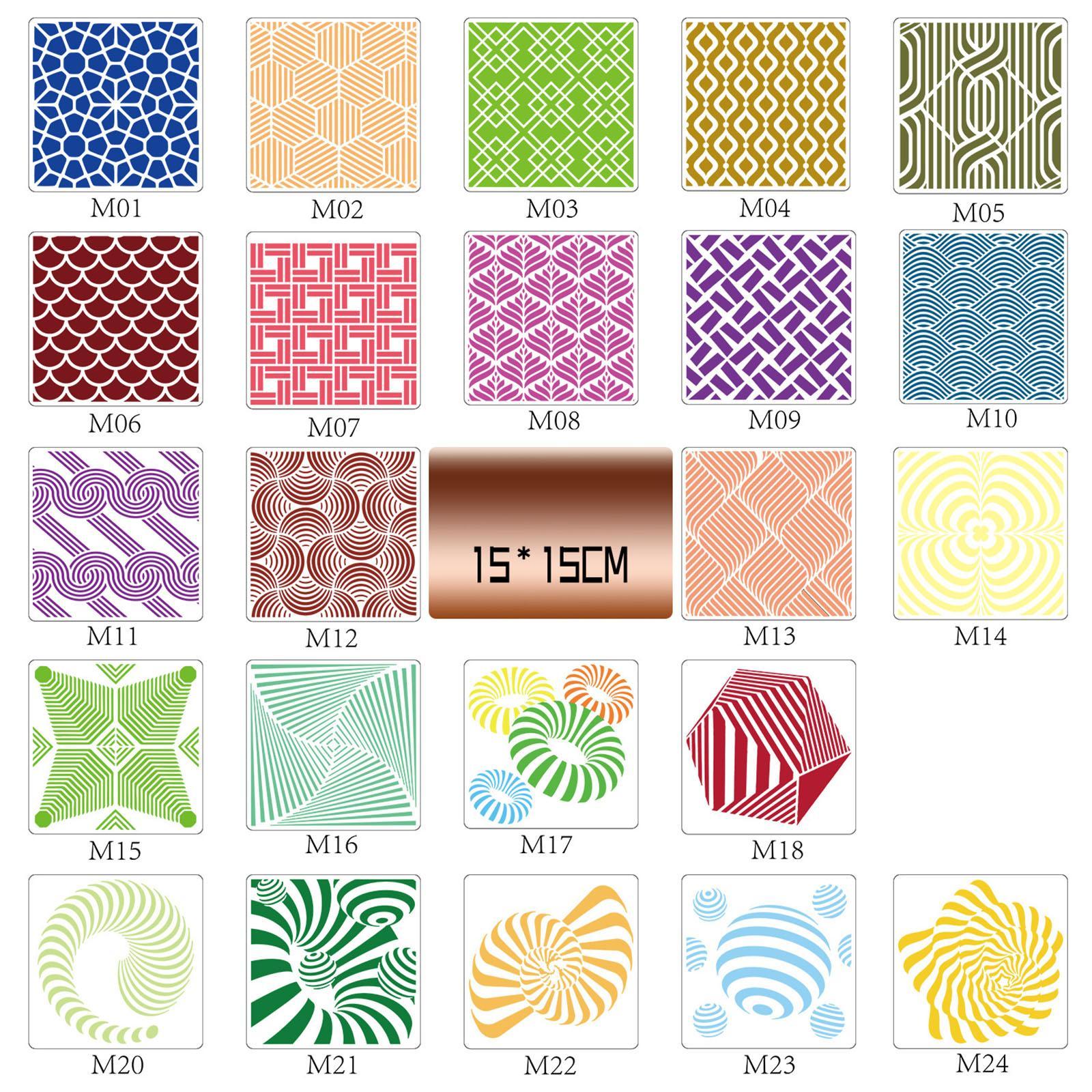 24x Geometric Stencils Painting Templates for Decoration Craft Drawing