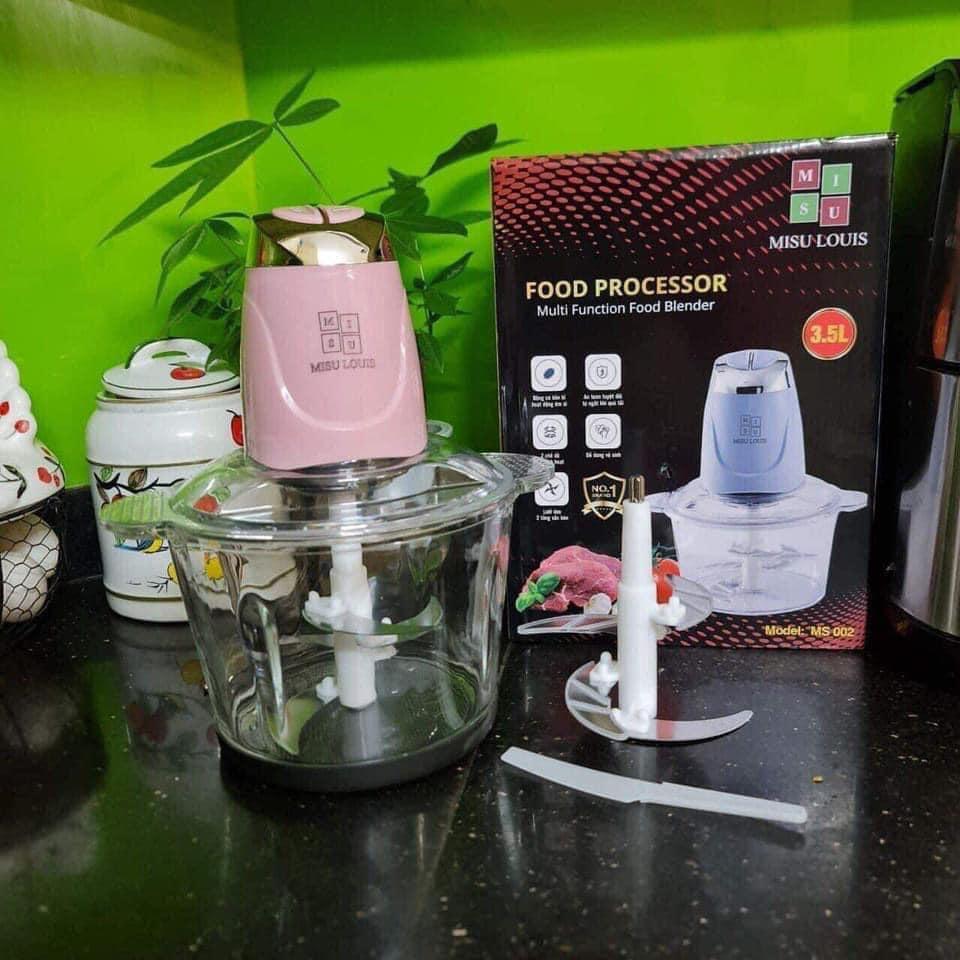 Máy xay thịt thực phẩm đa năng cối thuỷ tinh, tặng 01lưỡi dao - Giao mầu ngẫu nhiên - Hàng nhập khẩu