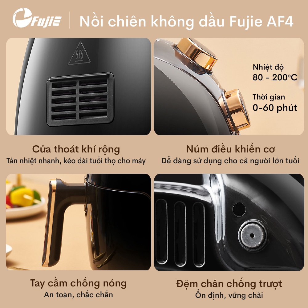 Nồi chiên không dầu 5 Lít nhập khẩu CN Nhật Bản FujiE AF4  - Hàng chính hãng