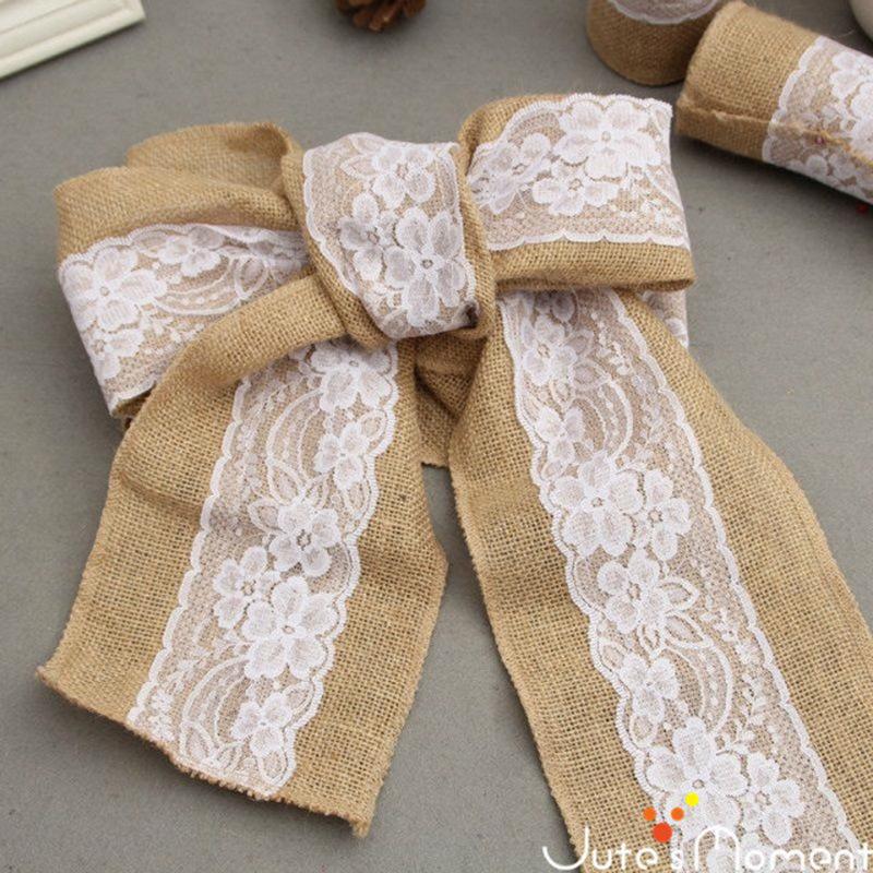 1PC ren sash 15 × 240 cm ghế bọc nơ tự nhiên vải bố mộc mạc cổ điển tồi tàn đám cưới sang trọng