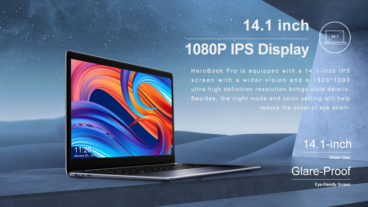 Laptop CHUWI HeroBook Pro Intel Gemini Lake N4020 Intel UHD Graphics 600  8GB 256GB SSD 128GB TF Card - Hàng Chính Hãng