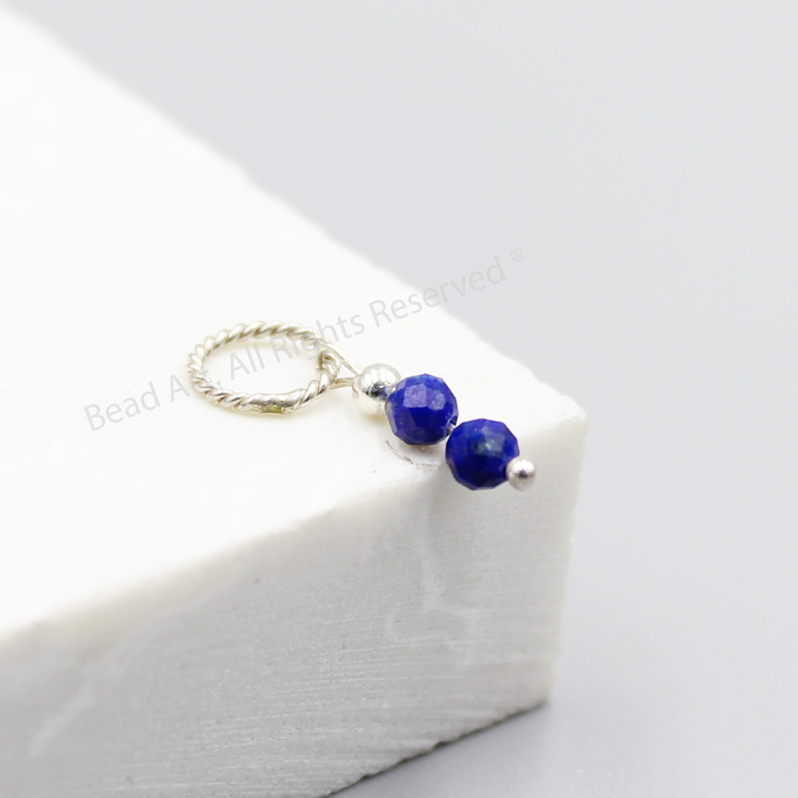 Mặt Dây Chuyền 14x3MM Đá Lapis Lazuli Xanh Dương Thiên Nhiên Và Bạc 925 Size Mini, Trang Sức Đá Phong Thuỷ, Mệnh Thuỷ, Mộc - Bead Art